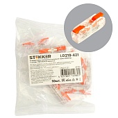 Клемма супер-компактная проходная серии 219 на 1 контакт STEKKER,LD219-421, 1ввод,1вывод на полюс (DIY упак 10 шт)