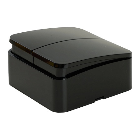 Выключатель открытой установки 2-клавишный, STEKKER, 250В, 10А, IP20, серия София, черный, MSW10-20-02 - фото