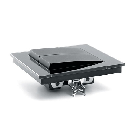 Выключатель 2-клавишный STEKKER GLS10-7004-05, 250В, 10А, серия Катрин, черный - фото