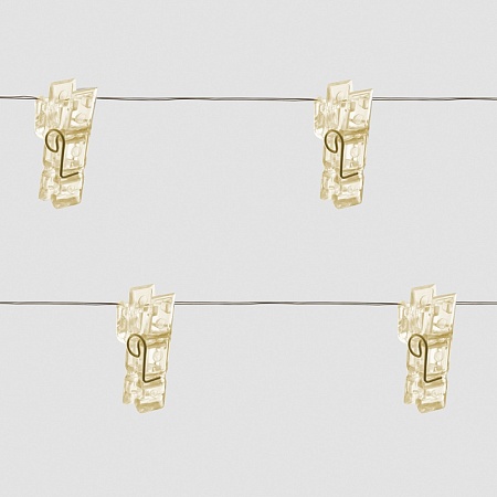 Гирлянда линейная Feron CL574 Прищепки, статичная, 4,5м USB 2700K , прозрачный шнур - фото