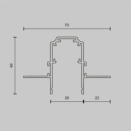 Трековая система Technical встраиваемая магнитная чёрная 350x175 TS-P-350-TR041-2-12W3K-B