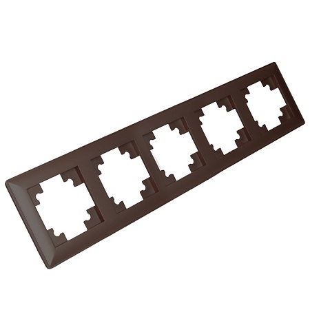 Рамка STEKKER, PFR00-7005-04 5-местная, пластик, серия Катрин, шоколад - фото