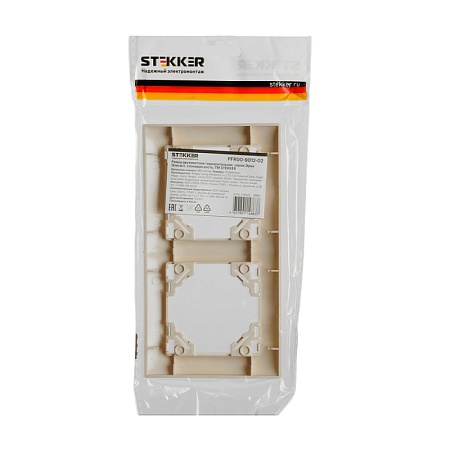 Рамка 2-местная горизонтальная STEKKER, PFR00-9012-02, серия Эрна Элегант, слоновая кость - фото