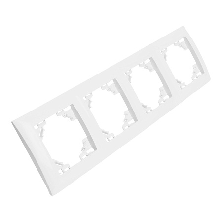Рамка 4-местная горизонтальная STEKKER, PFR00-9014-01, серия Эрна Элегант, белый - фото
