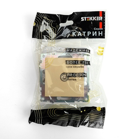 Розетка телевизионная 1-местная (механизм), STEKKER, GLS00-7108-08, 75 Ом, 5-862МГц, серия Катрин, золото - фото