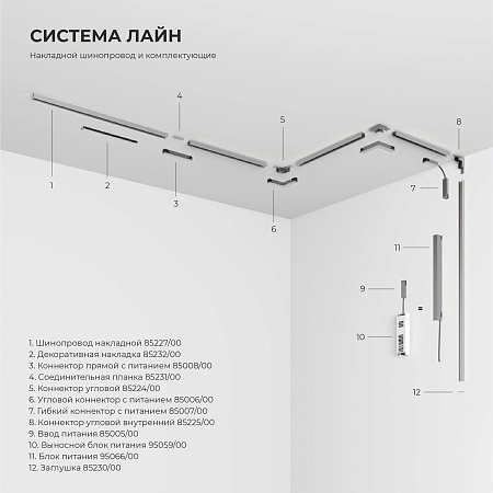 Трековый светильник 10W 4000K (никель) 85525/01 система Лайн 85525/01 Elektrostandard - фото