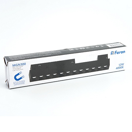Светильник светодиодный Feron MGN300 трековый низковольтный 12W, 1080 Lm, 4000К, 30 градусов, черный серия LensLine - фото