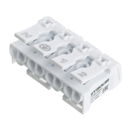 Клемма монтажная STEKKER, LD294-4004 для подключения фазных проводников, 4 контактные группы (3 ввода, 3 вывода на полюс) - фото