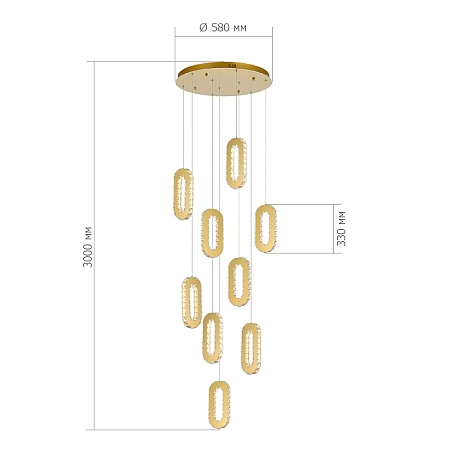 Светильник подвесной ST-Luce Золотистый/Золотистый, Прозрачный LED 9*9W 3000K SL6506.203.09 - фото