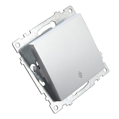 Переключатель 1-клавишный (механизм), STEKKER GLS10-7105-03, 250V, 10А, серия Катрин, серебро - фото