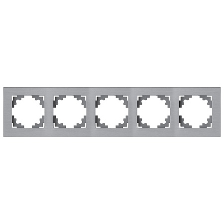 Рамка 5-местная, металл, STEKKER, MFR00-7005-03, серия Катрин, серебро - фото