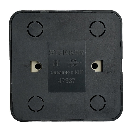 Переключатель открытой установки 1-клавишный, STEKKER, 250В, 10А, IP20, серия София, черный, MSW10-12-02 - фото