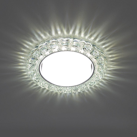 Светильник встраиваемый с белой LED подсветкой Feron CD4045 потолочный GX53 без лампы, прозрачный, хром - фото
