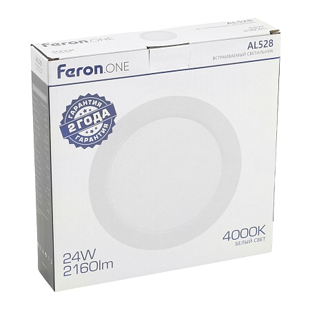 Светодиодный светильник Feron.ONE AL528 встраиваемый 24W 4000K белый - фото