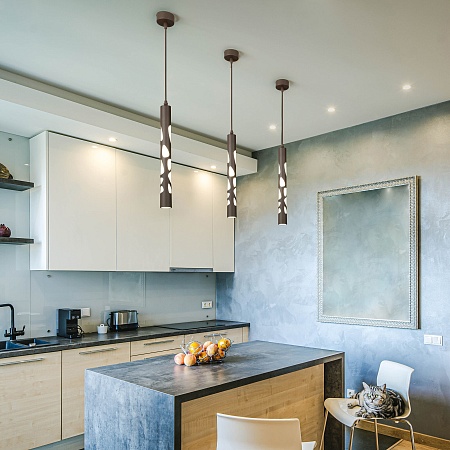 Подвесной светодиодный светильник DLR037 12W 4200K кофейный Elektrostandard - фото