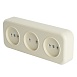 Розетка 3-местная б/з STEKKER, PST16-50-20 (RA 16-344-БЖ), пластик АВС, 250В, 16А, IP20, слоновая кость - фото