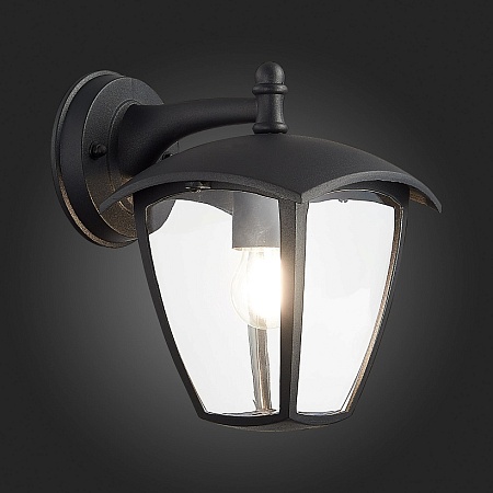 Светильник уличный настенный ST-Luce Черный/Черный, Прозрачный E27 1*40W SL081.411.01 - фото