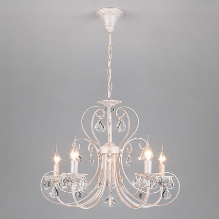 Подвесной светильник Eurosvet 3305/5 белый с золотом / прозрачный хрусталь - фото