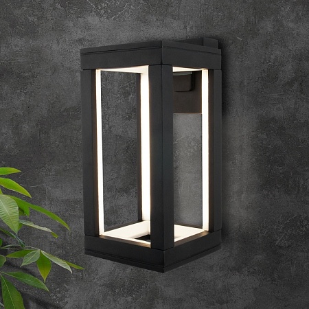 Уличный настенный светодиодный светильник Frame LED IP54 1527 TECHNO LED черный - фото