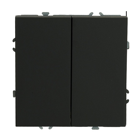 Выключатель 2-клавишный (механизм), STEKKER, 250В, 10А, серия Эмили, RSW10-5104-05, черный уголь, soft touch - фото