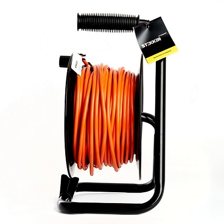 Удлинитель на катушке Stekker Standart  STD01-40-50 4-х местный с/з ПВСбм 3*1, оранжевый, 16А, IP40, 50м - фото