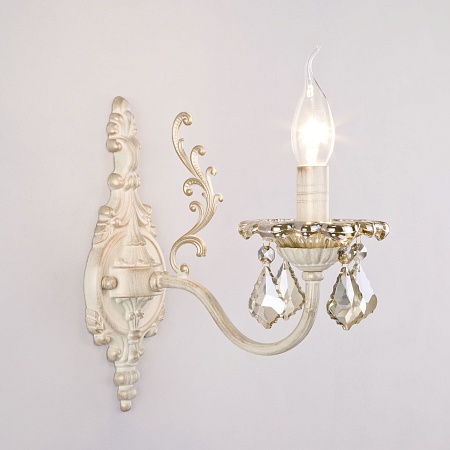 Настенный светильник Eurosvet 3281/1 белый с золотом / тонированный хрусталь - фото