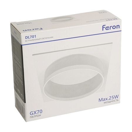 Светильник встраиваемый Feron DL701 потолочный GX70 белый квадрат - фото