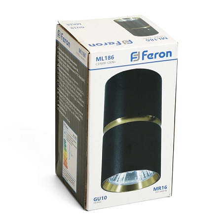 Светильник потолочный Feron ML186 Barrel ZEN MR16 GU10 35W 230V,  чёрный, золото - фото