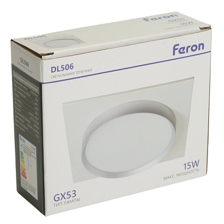Светильник встраиваемый Feron DL506 потолочный GX53 белый + серебро квадрат - фото