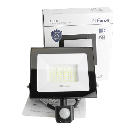 Светодиодный прожектор Feron с датчиком LL-908 IP44 50W 6400K - фото