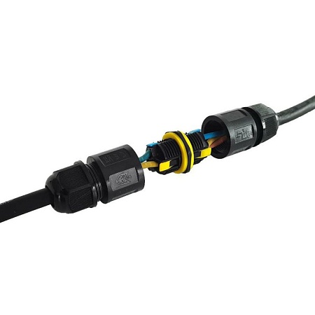 Соединитель-коннектор 3-контактный LD545  с рычажной клеммой, с пружинным контактом, водонепроницаемый, черный - фото