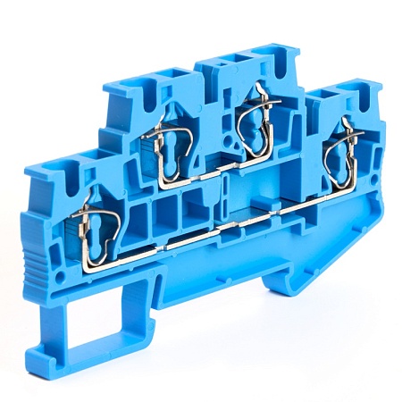 Зажим пружинный, 4-проводной проходной 2 уровня ЗНИ - 4.0 (JXB ST 4), синий STEKKER - фото