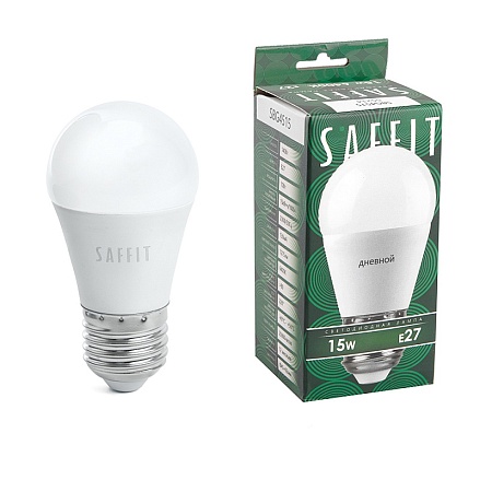 Лампа светодиодная SAFFIT SBG4515 Шарик E27 15W 230V 6400K - фото