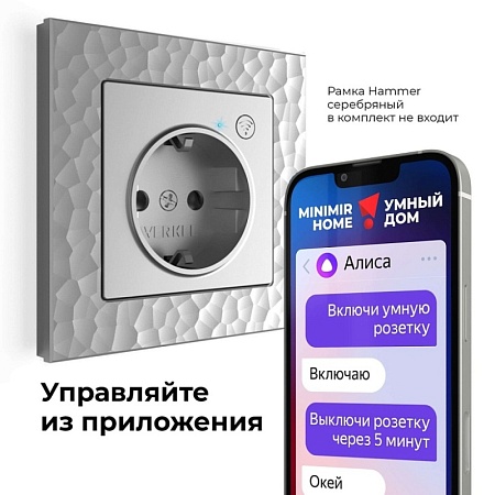 Умная встраиваемая розетка с заземлением с защитными шторками W1171606 - фото