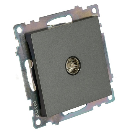 Розетка телевизионная 1-местная (механизм), 75 Ом, 5-862МГц, серия Катрин, графит, GLS00-7108-06 - фото