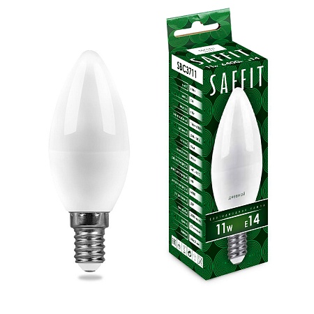 Лампа светодиодная SAFFIT SBC3711 Свеча E14 11W 230V 6400K - фото