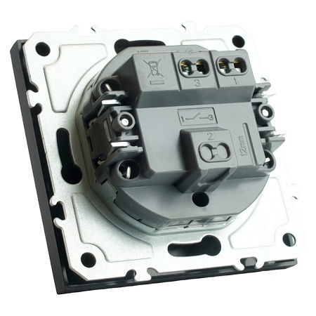 Выключатель 1-клавишный (механизм), STEKKER, 250В, 10А, серия Эмили, RSW10-5103-05, черный уголь, soft touch - фото