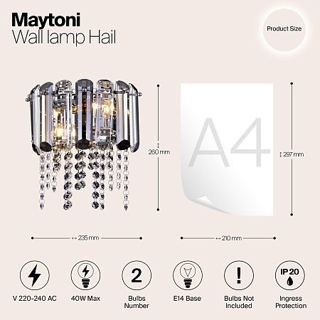 Настенный светильник (бра) Maytoni Hail MOD097WL-02CH - фото