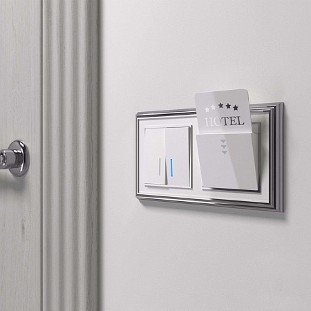 Рамка из металла на 2 поста Palacio хром/белый W0021331 - фото