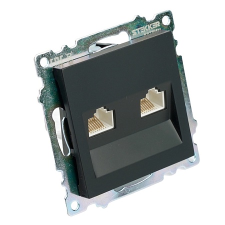 Розетка 1-местная с/з STEKKER, PST16-9016-02, 250В, 16А с USB+ type C, серия Эрна, слоновая кость - фото