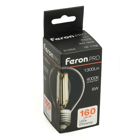 Лампа светодиодная Feron.PRO LB-1708 Шарик E27 1300LM 8W 175-265V 4000K - фото