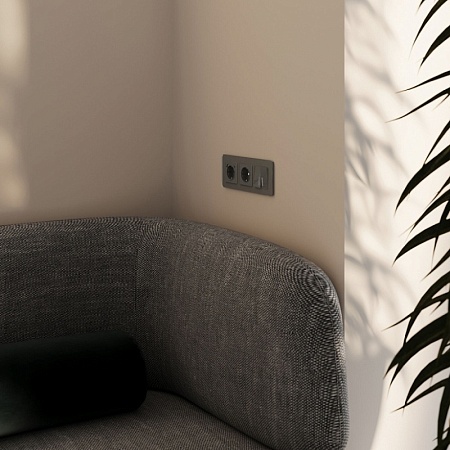 Выключатель двухклавишный с подсветкой (графит акрил) W1120144 - фото