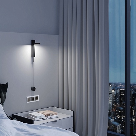 Выключатель одноклавишный проходной с подсветкой (графит акрил) W1112144 - фото