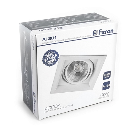 Светодиодный светильник Feron AL201 карданный 1x12W 4000K 35 градусов ,белый - фото
