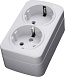 Розетка накладная 2-местная с/з STEKKER, PST16-502-20, пластик АВS, 250В, 16А, IP20, серия Basic, белый - фото
