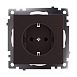 Розетка 1-местная с/з (механизм), STEKKER GLS16-7110-04, 250В, 16А с защитной шторкой, серия Катрин, шоколад - фото