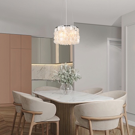 Подвесной светильник Eurosvet 60005/3 хром / перламутр - фото