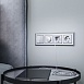 Выключатель двухклавишный проходной с подсветкой серебряный WL06-SW-2G-2W-LED - фото