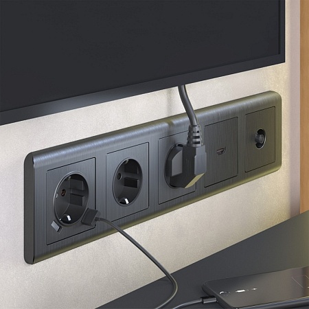 Накладка для розетки USB графит рифленый WL04-USB-CP - фото