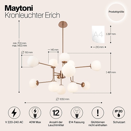 Люстра Maytoni Erich MOD221-PL-12-G - фото